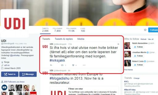 UDI beklager sjakktweet etter twitterstorm