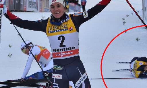 Her ligger Ingvild Flugstad Østberg og ergrer seg på toppen av Alpe Cermis