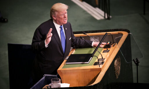 New York, USA 20170919.
USAs president Donald Trump på talerstolen i FN.
Foto: Pontus Höök / NTB scanpix