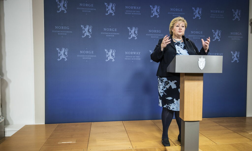 20180320 OSLO Stasminister Erna Solberg i forbndelse med Sylvi Listhaug sin avgang som statsråd.
Foto: Hans Arne Vedlog / Dagbladet