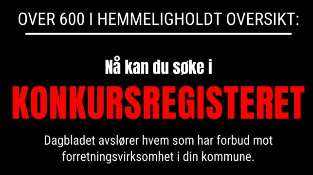 Sjekk hvem i din kommune som står i KONKURS-REGISTERET