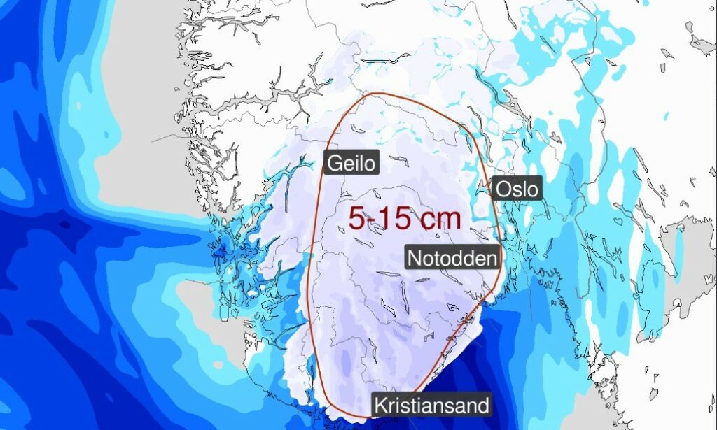 Varsler snøkaos på Østlandet - kan komme 15 cm!